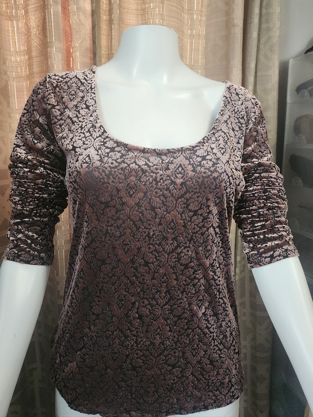 Pink Champagne Sheer Long Sleeve Aeropostale Burnout Tee Size XL